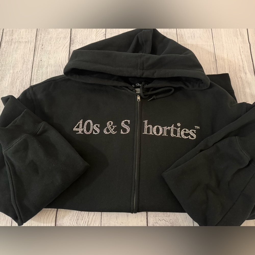40’s & Shorties Rhinestone Zip Up Hoodie